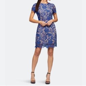 NWT Dress The Population Anna Crochet Lace Sheath Dress in Cobalt Blue